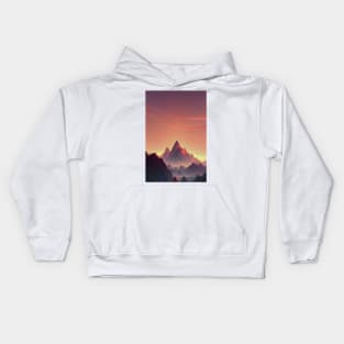 A Men Chilling - Mountain Range at Sunset Landscape Kids Hoodie